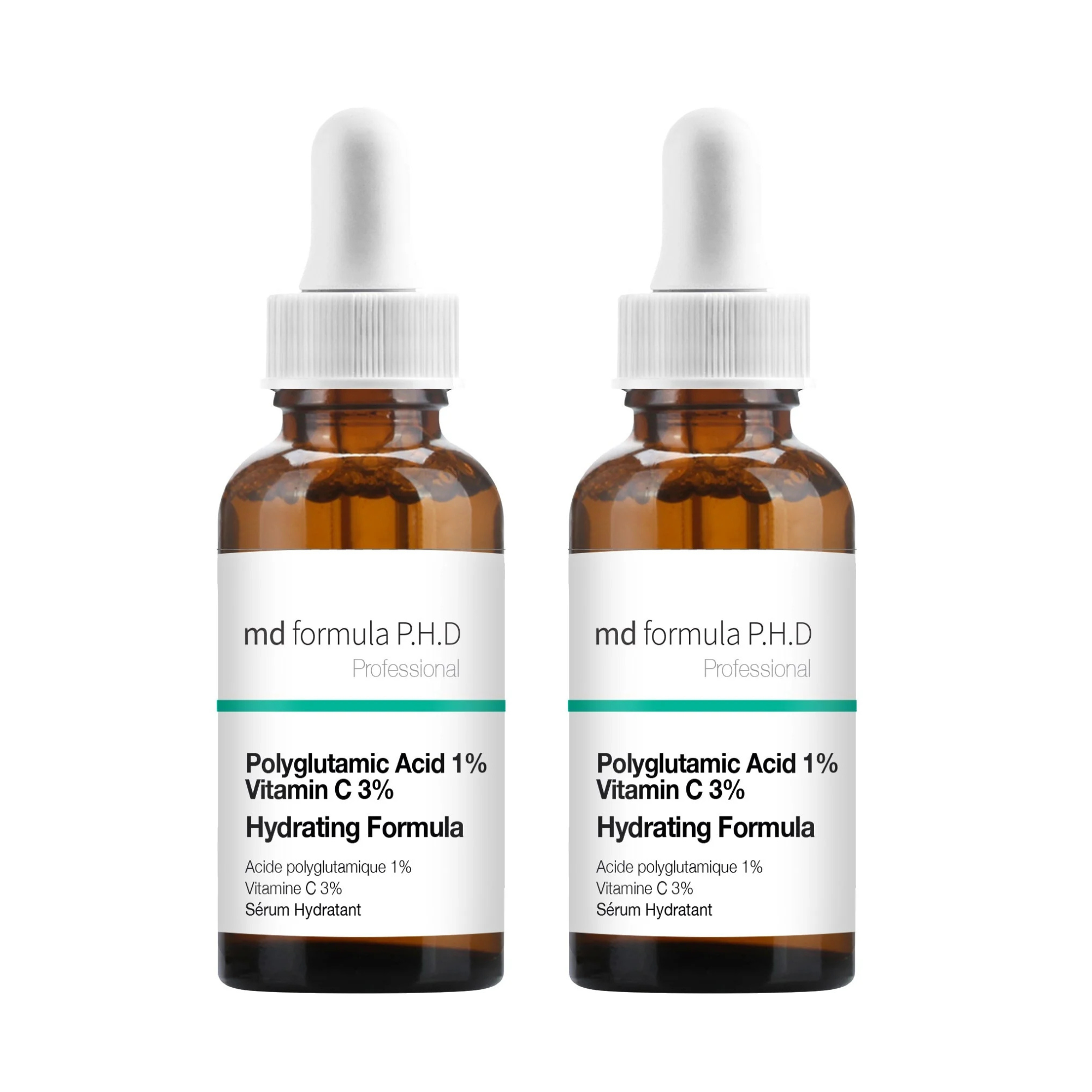Hydrating Serum Polyglutamic Acid 1%, Vitamin C 3% 30ml Twin Value Savings Pack
