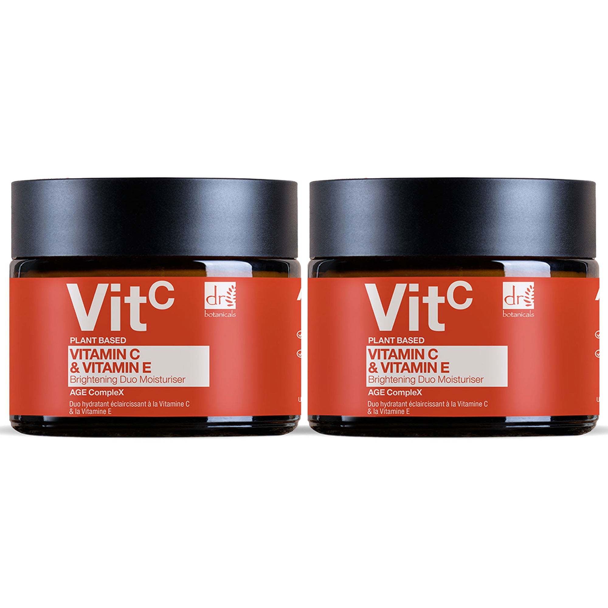 Duo de crèmes hydratantes éclaircissantes à la vitamine C 1 % et à la vitamine E, 60 ml x 2