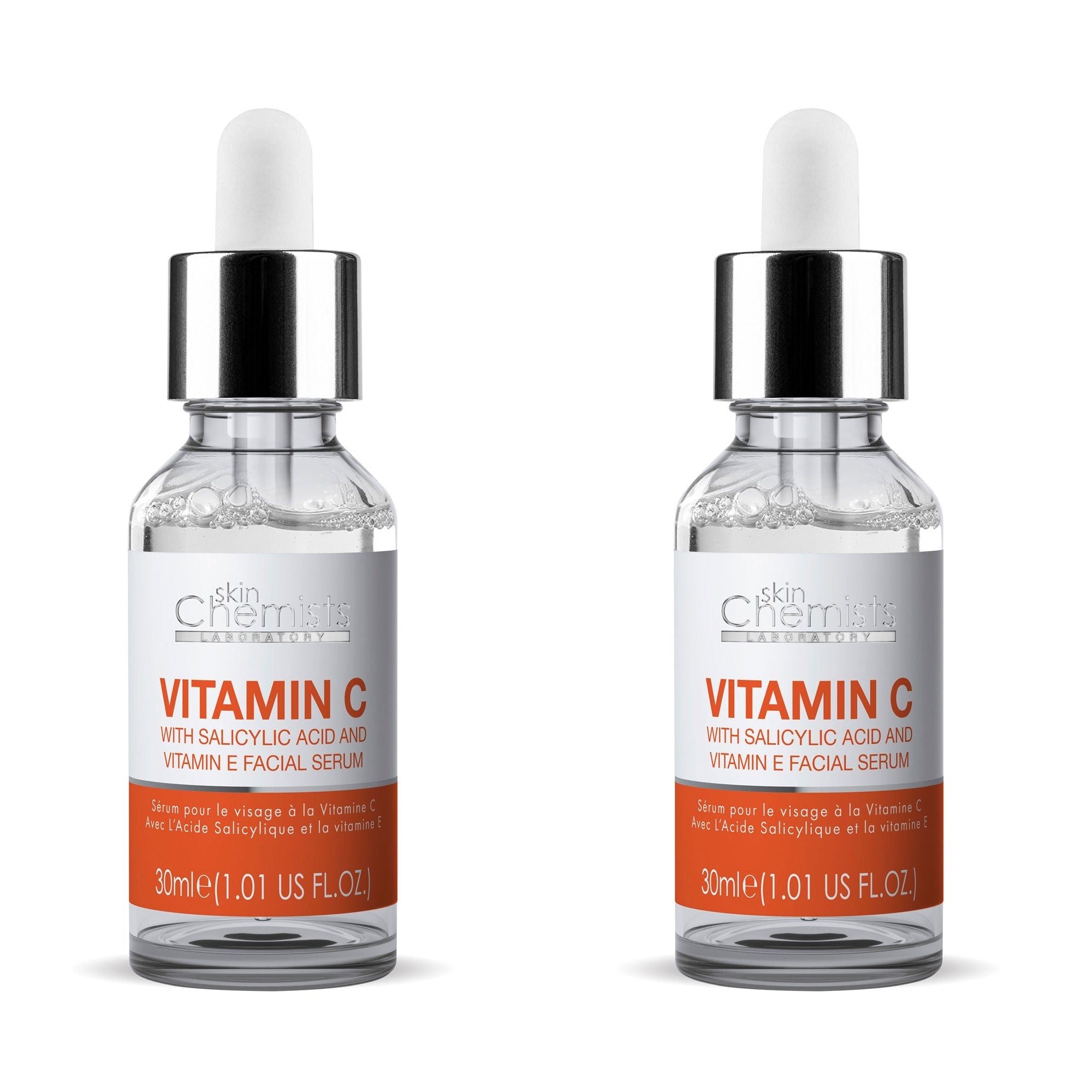 Sérum visage anti-âge à la vitamine C et à l'acide salicylique, lot de 2 x 30 ml