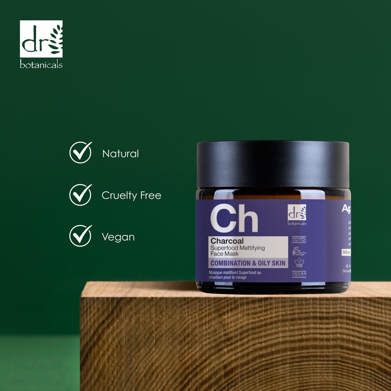 Masque matifiant visage au charbon actif 60 ml