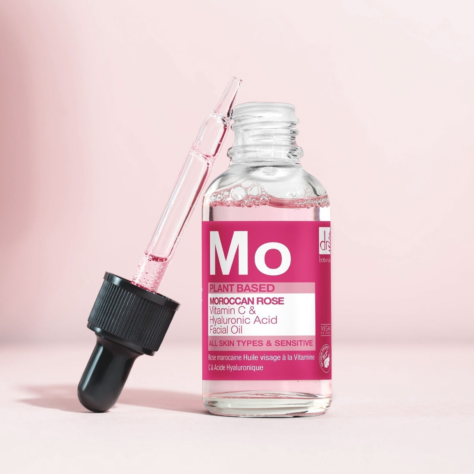 Huile visage à la rose marocaine, à l'acide hyaluronique et à la vitamine C, 15 ml