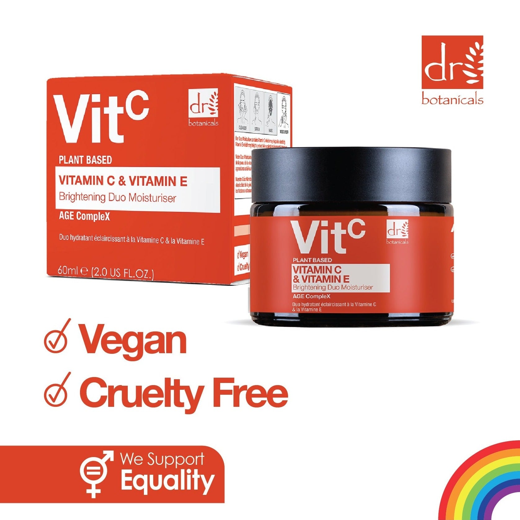 Duo de crèmes hydratantes éclaircissantes à la vitamine C 1 % et à la vitamine E, 60 ml x 2