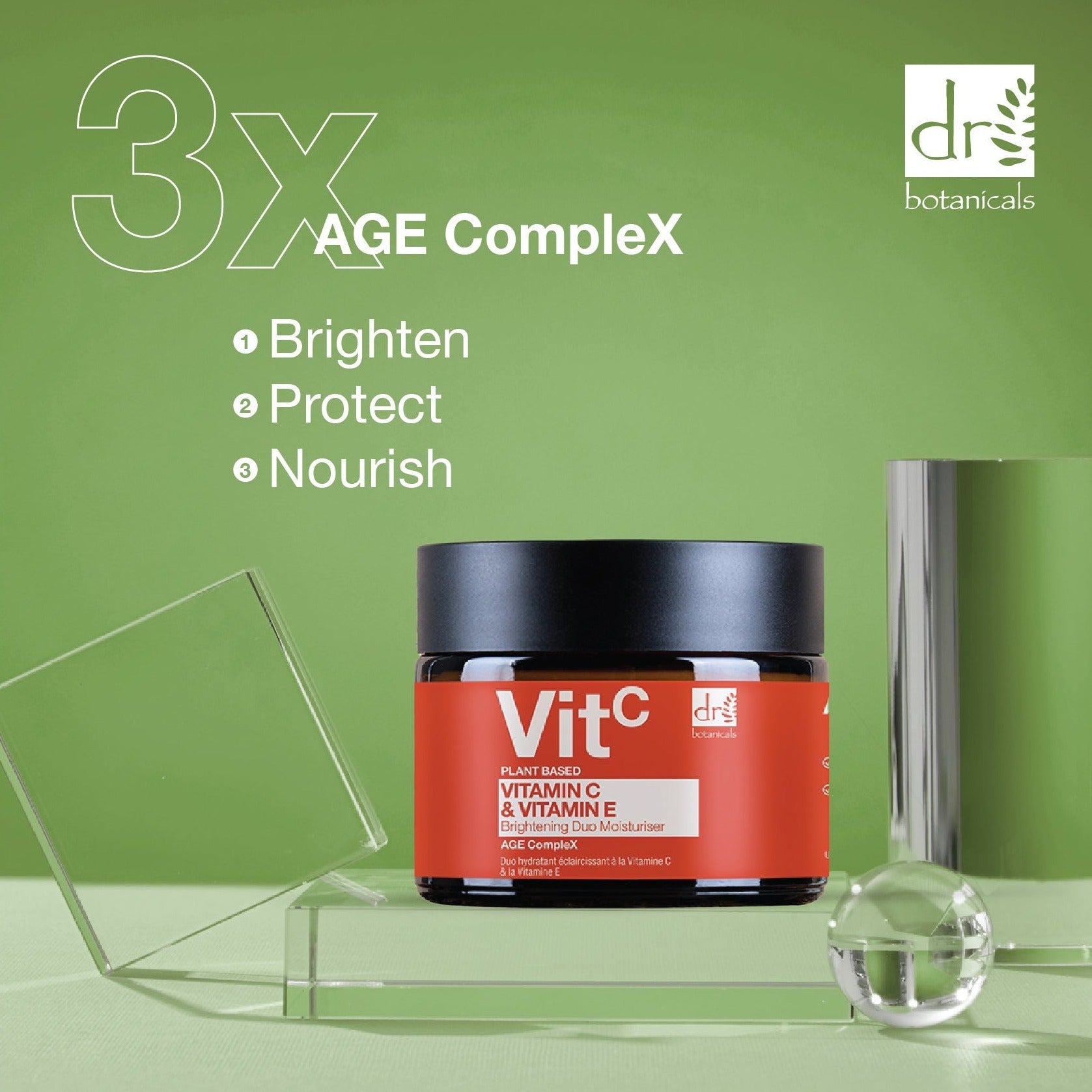 Duo de crèmes hydratantes éclaircissantes à la vitamine C 1 % et à la vitamine E, 60 ml x 2