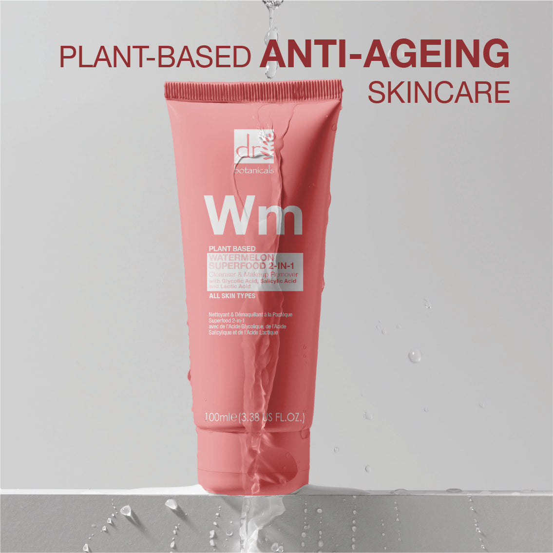 Wassermelonen-Superfood 2-in-1 Reinigungs- und Make-up-Entferner mit Glykolsäure, Salicylsäure und Milchsäure, 2 x 100 ml (Duo-Pack)