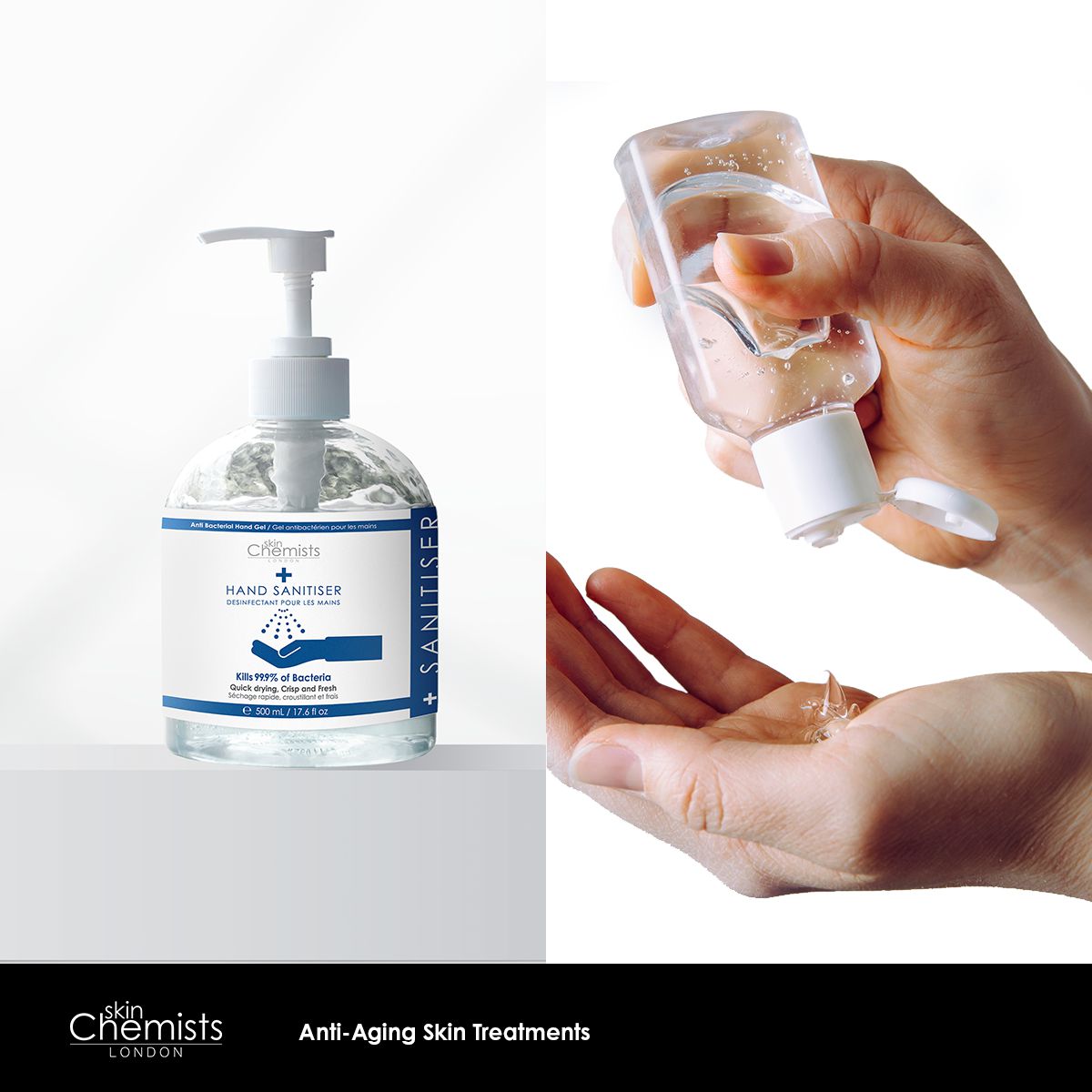 Gel hydroalcoolique pour les mains 500 ml, lot de 6