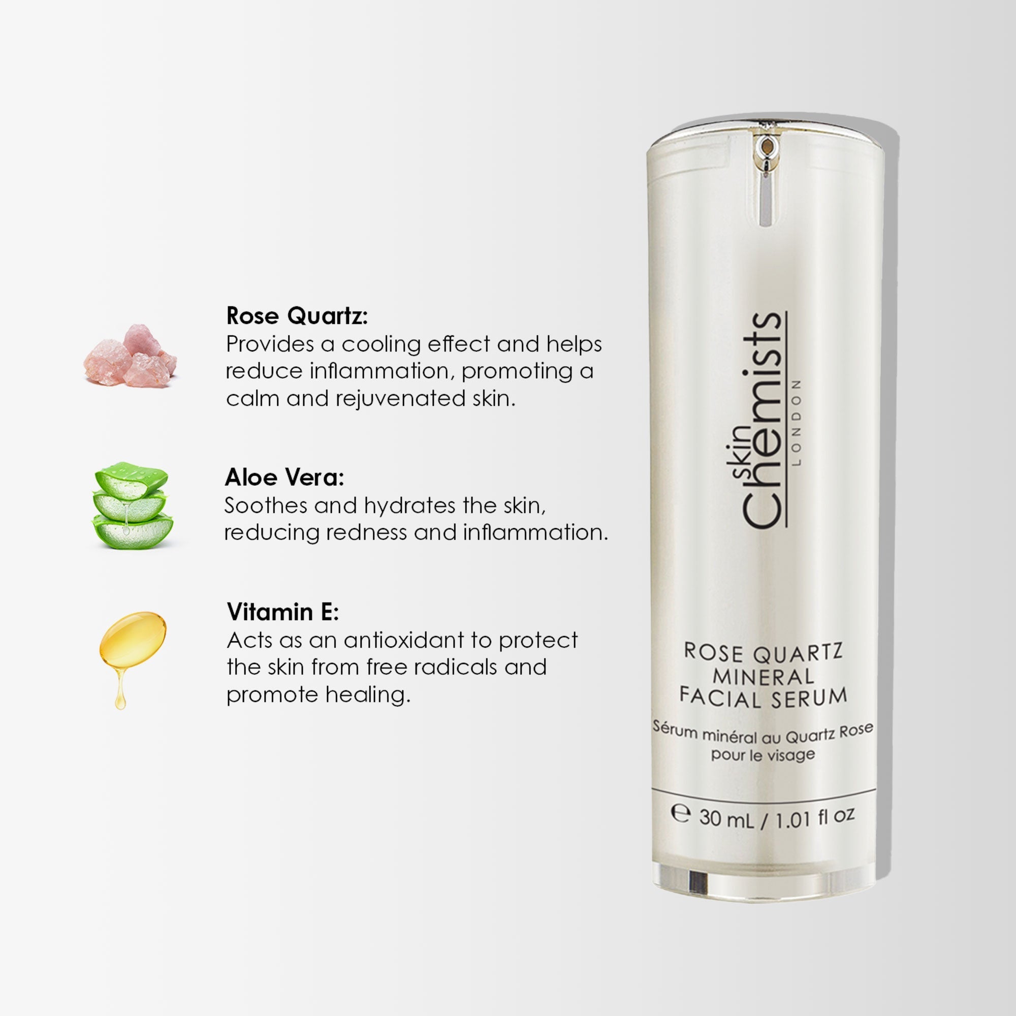 Sérum visage minéral anti-âge au quartz rose 30 ml