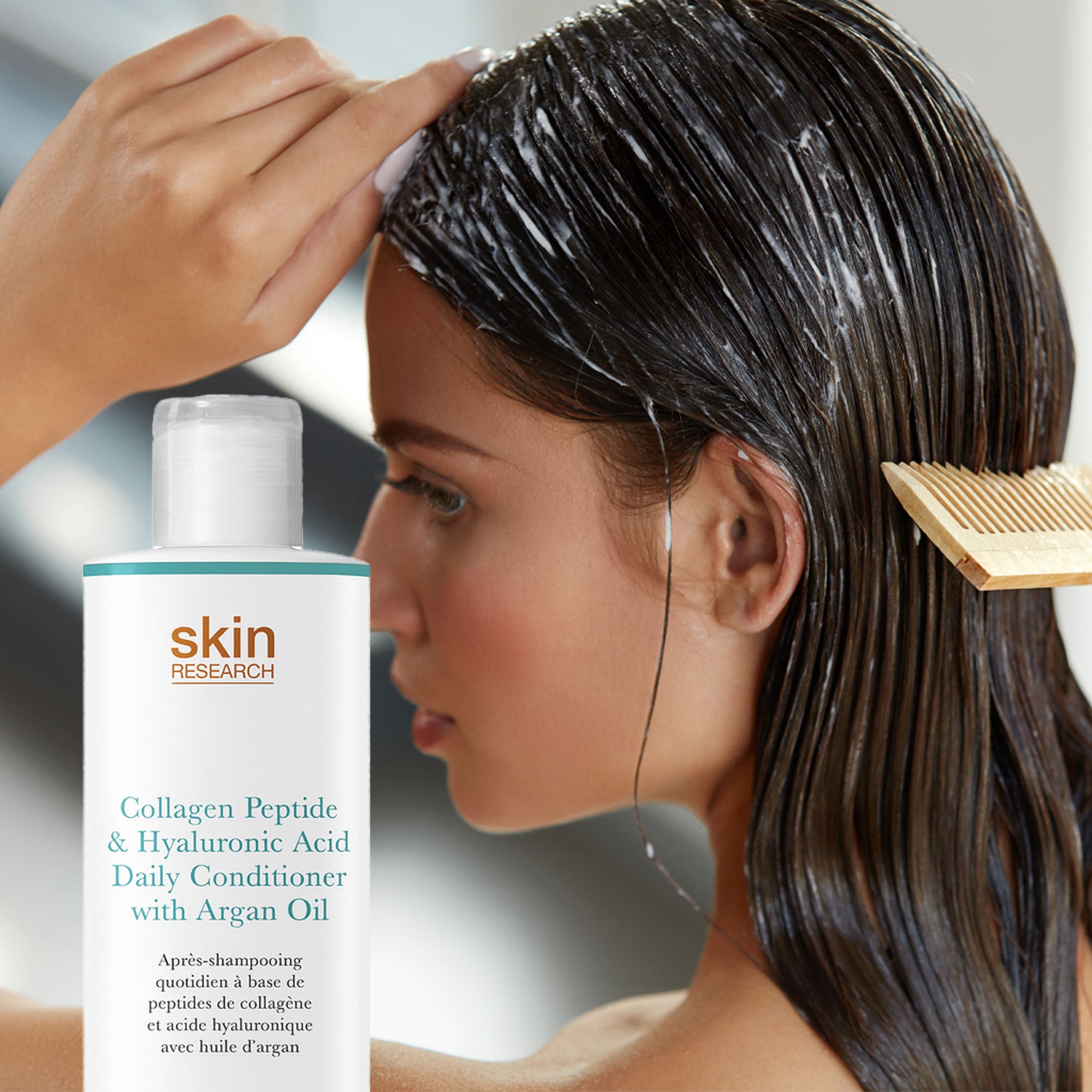 Après-shampoing quotidien au collagène, peptides et acide hyaluronique, enrichi en huile d'argan 250 ml