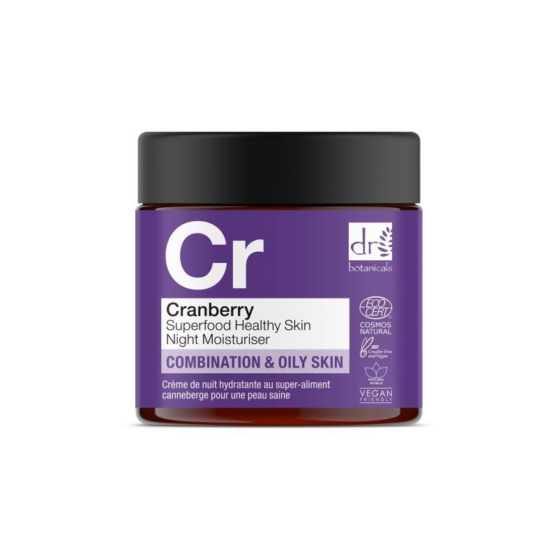 Crème de nuit hydratante pour une peau saine à la canneberge, superaliment 60 ml