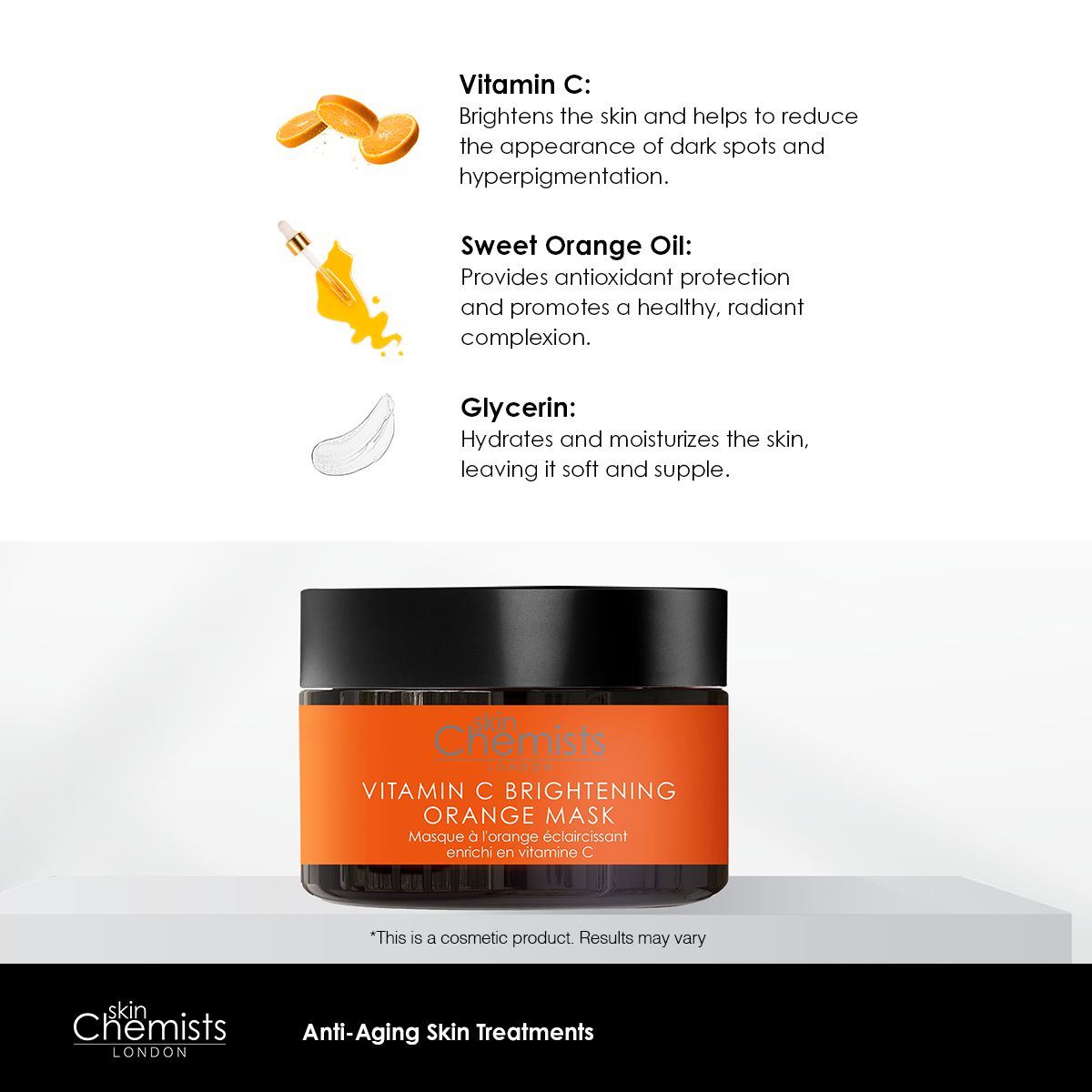 Masque éclaircissant à la vitamine C et à l'orange 50 ml - Lot de 2 à prix avantageux