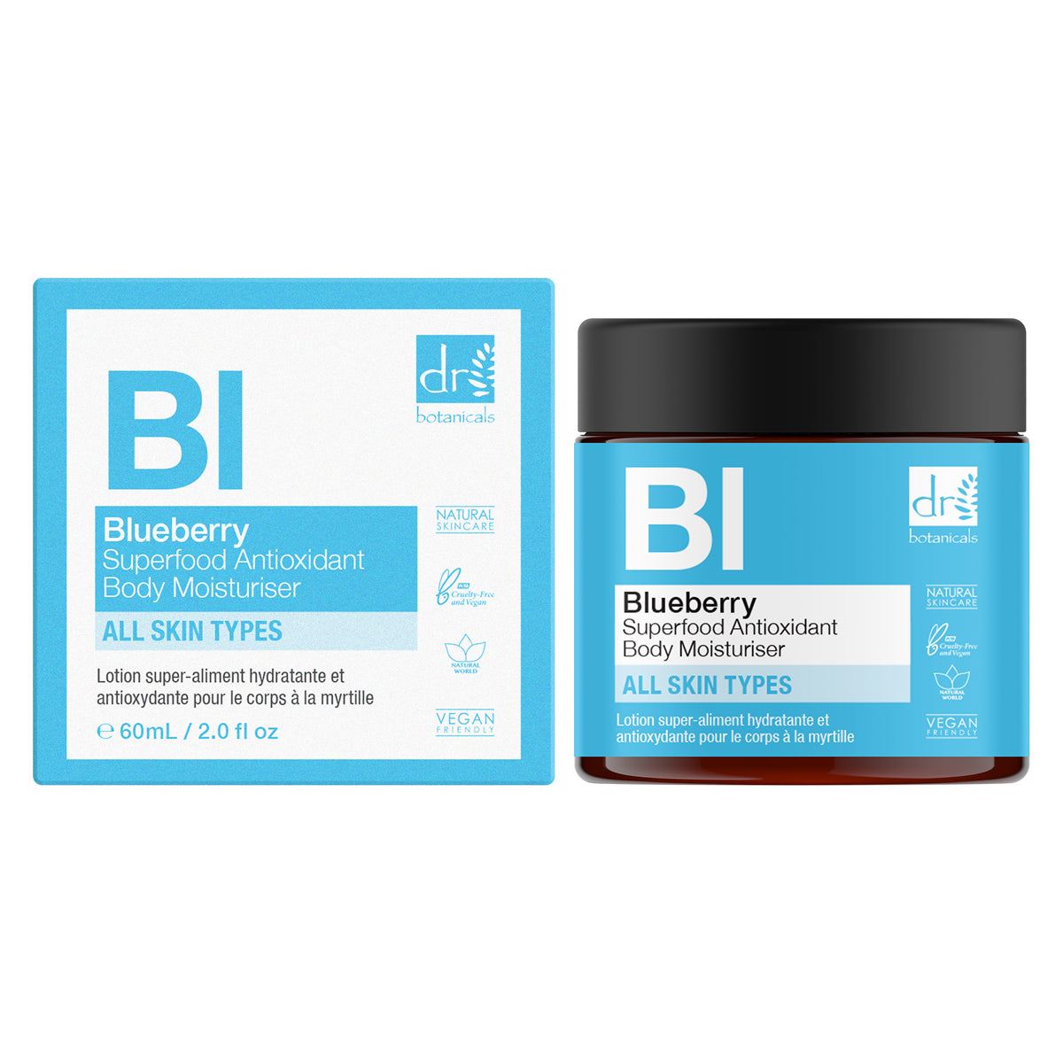 Duo de crèmes hydratantes corporelles antioxydantes aux super-aliments à la myrtille