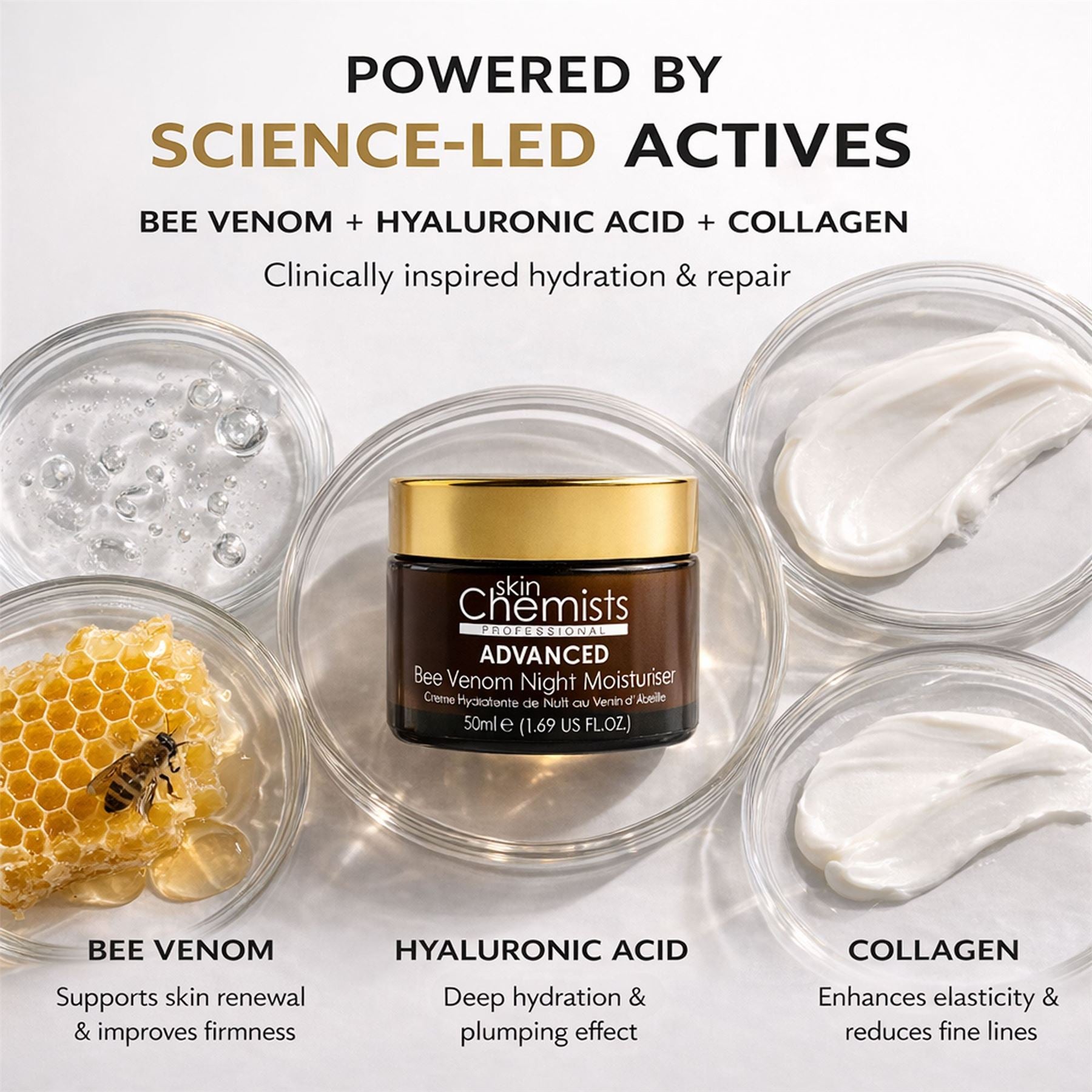 Crème de nuit hydratante au collagène et au venin d'abeille Pro-5 50 ml