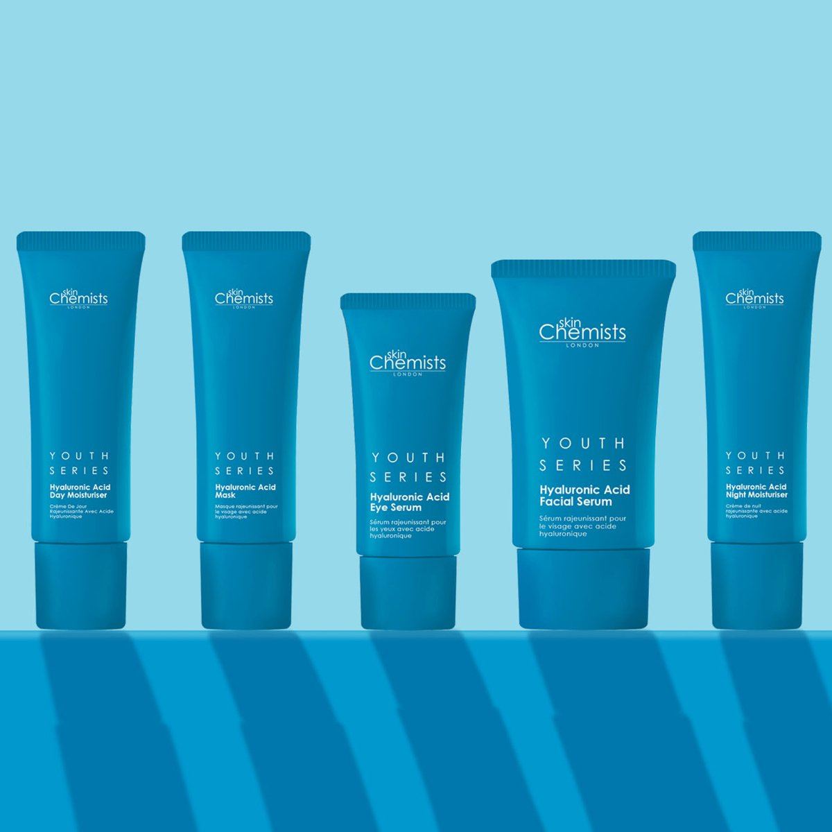 Ensemble complet des essentiels à l'acide hyaluronique de la gamme Jeunesse