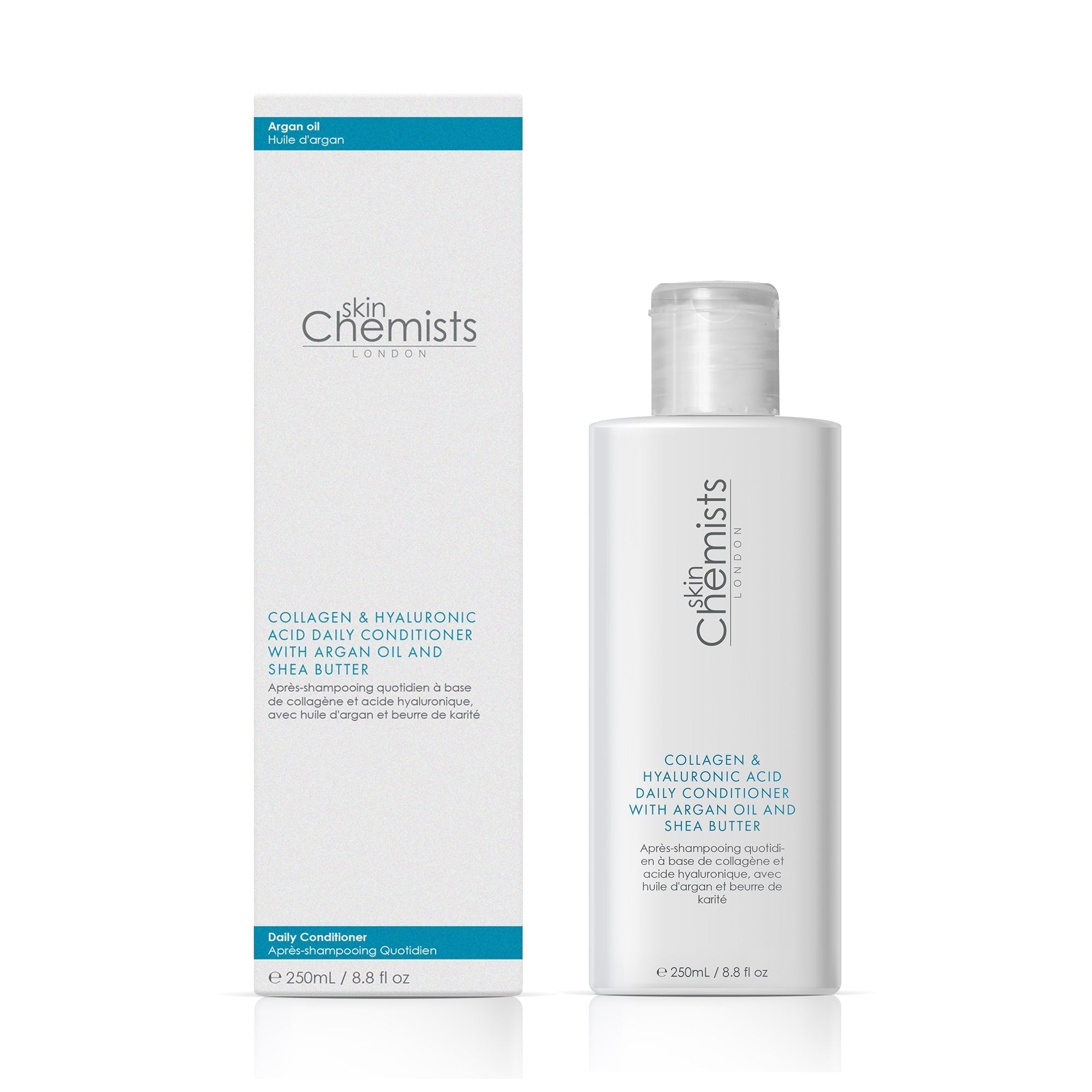 Après-shampoing quotidien au collagène et à l'acide hyaluronique, enrichi en huile d'argan et en beurre de karité 250 ml