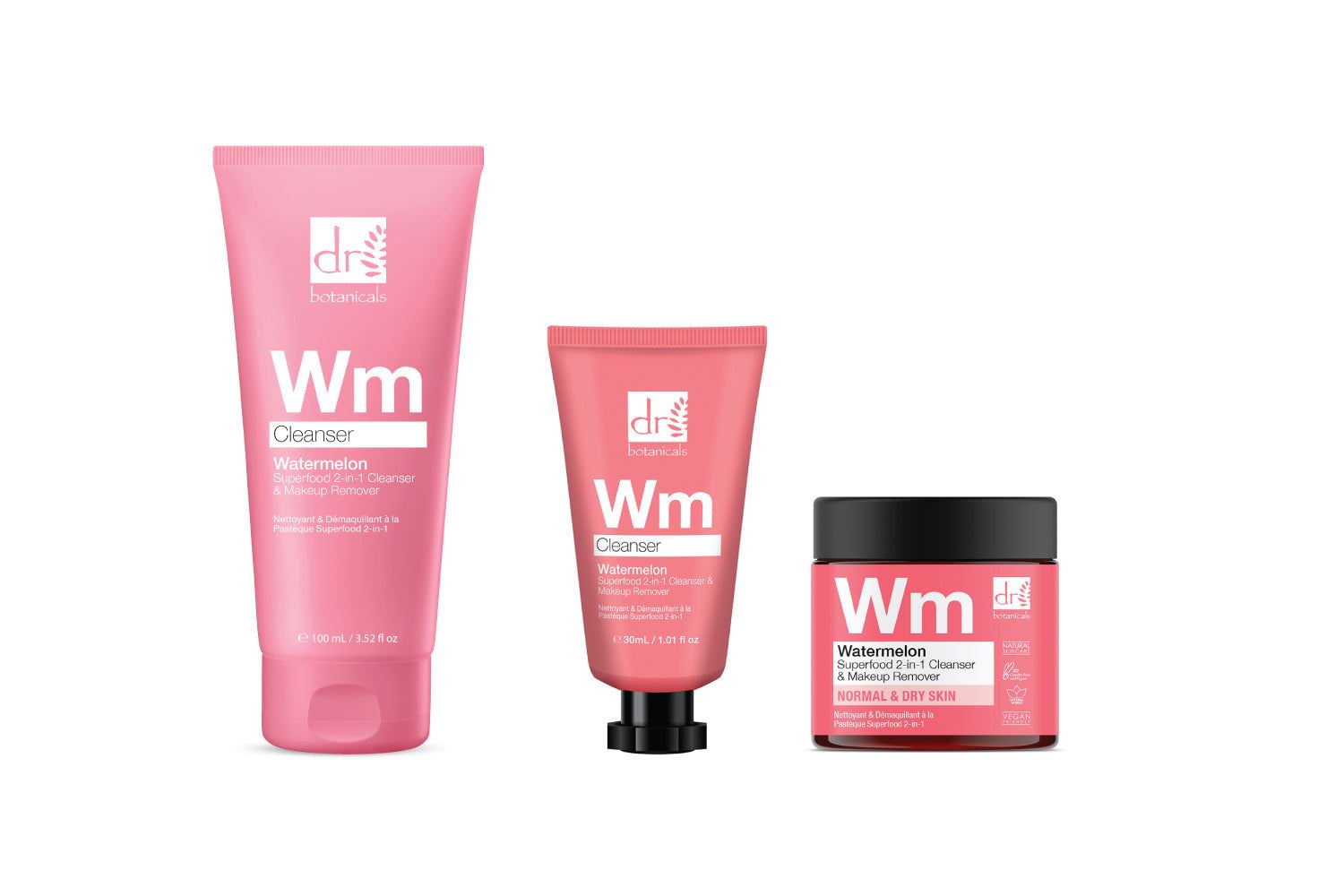 Trio nettoyant et démaquillant 2 en 1 à la pastèque, superaliment
