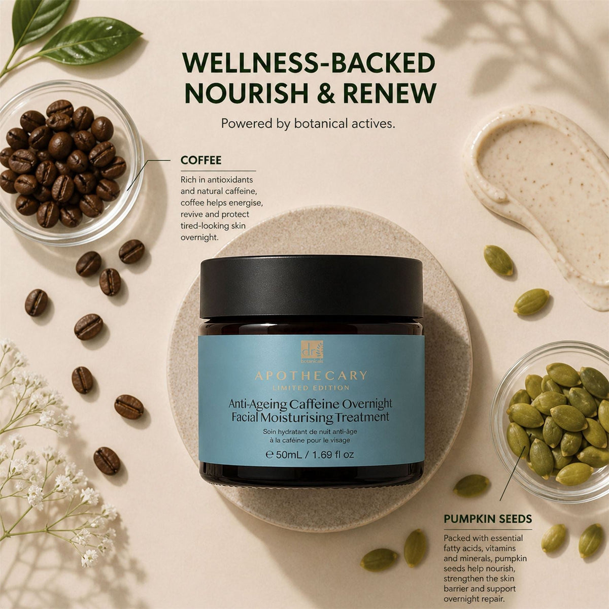 Anti-Ageing Caffeine Overnight Facial Moisturising Treatment 50ml - skinChemists
