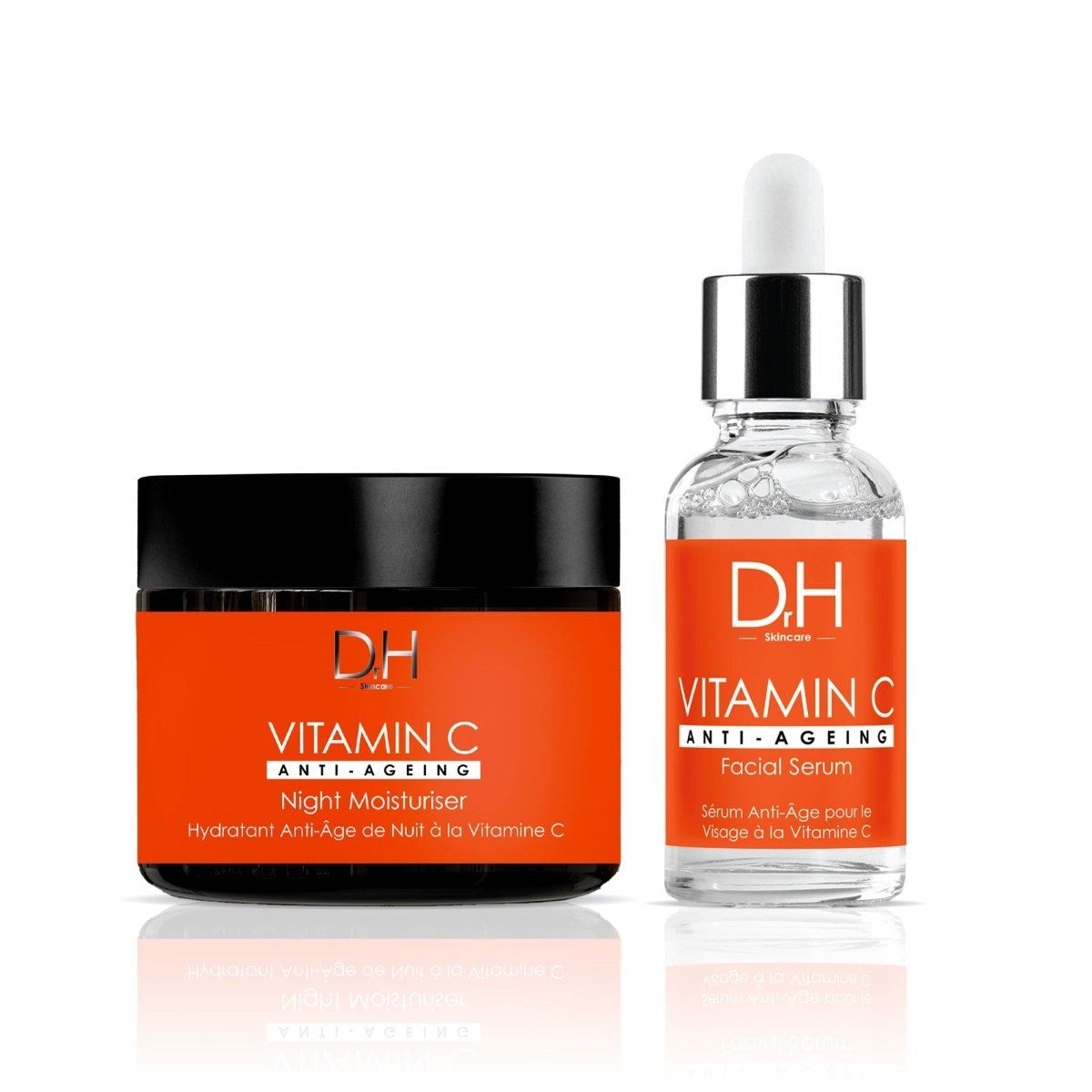 Sérum visage anti-âge à la vitamine C 30 ml + Crème de nuit anti-âge à la vitamine C 60 ml