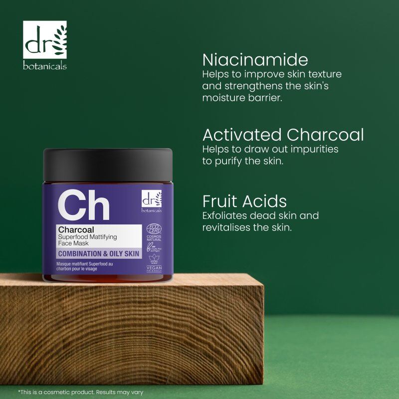 Masque visage matifiant au charbon actif 60 ml