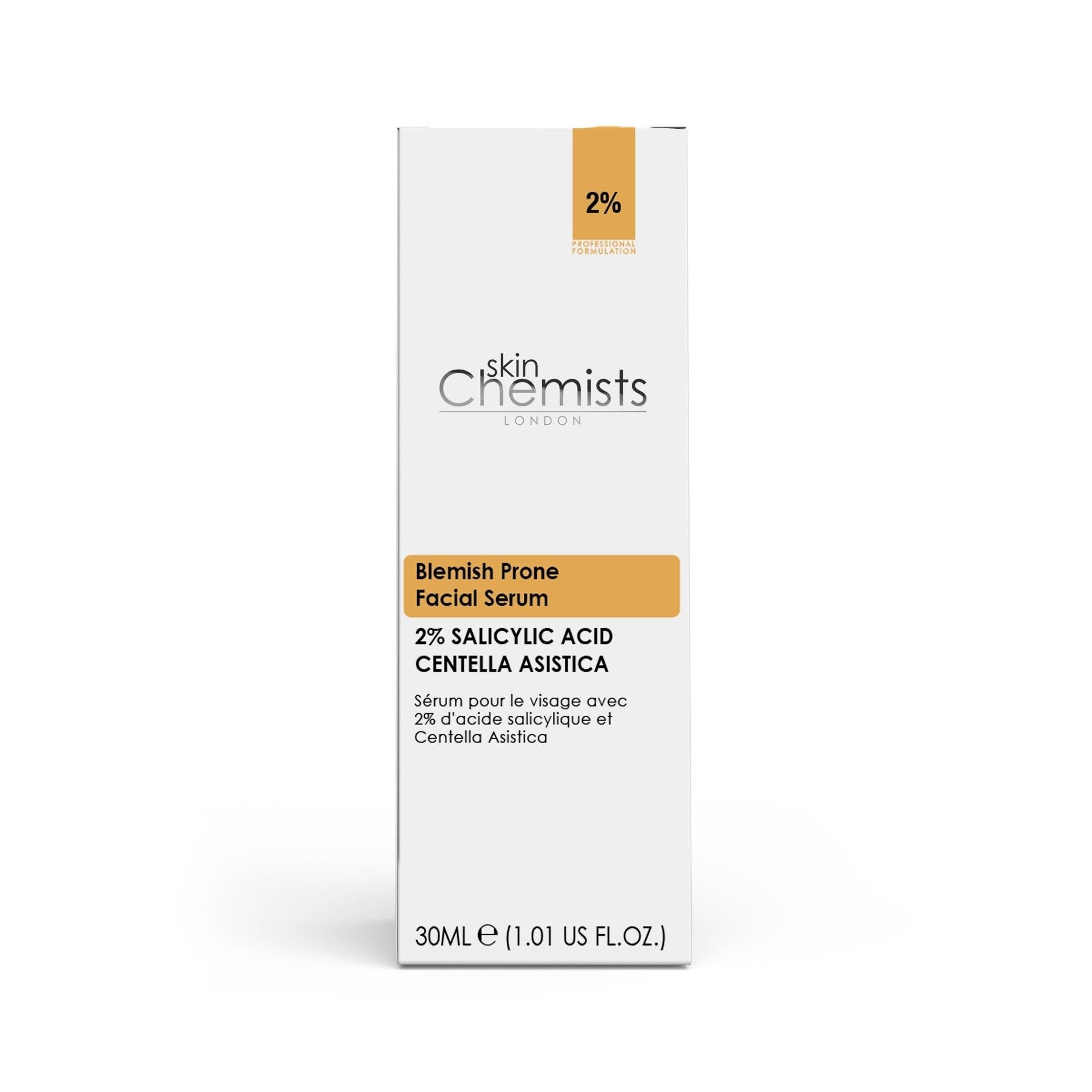 Sérum pour peaux à tendance acnéique skinChemists, acide salicylique 2 %, centella asiatica 3 %, 30 ml