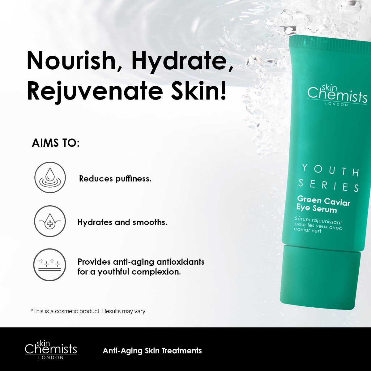 Sérum contour des yeux au caviar vert Youth Series, lot de 2 x 15 ml