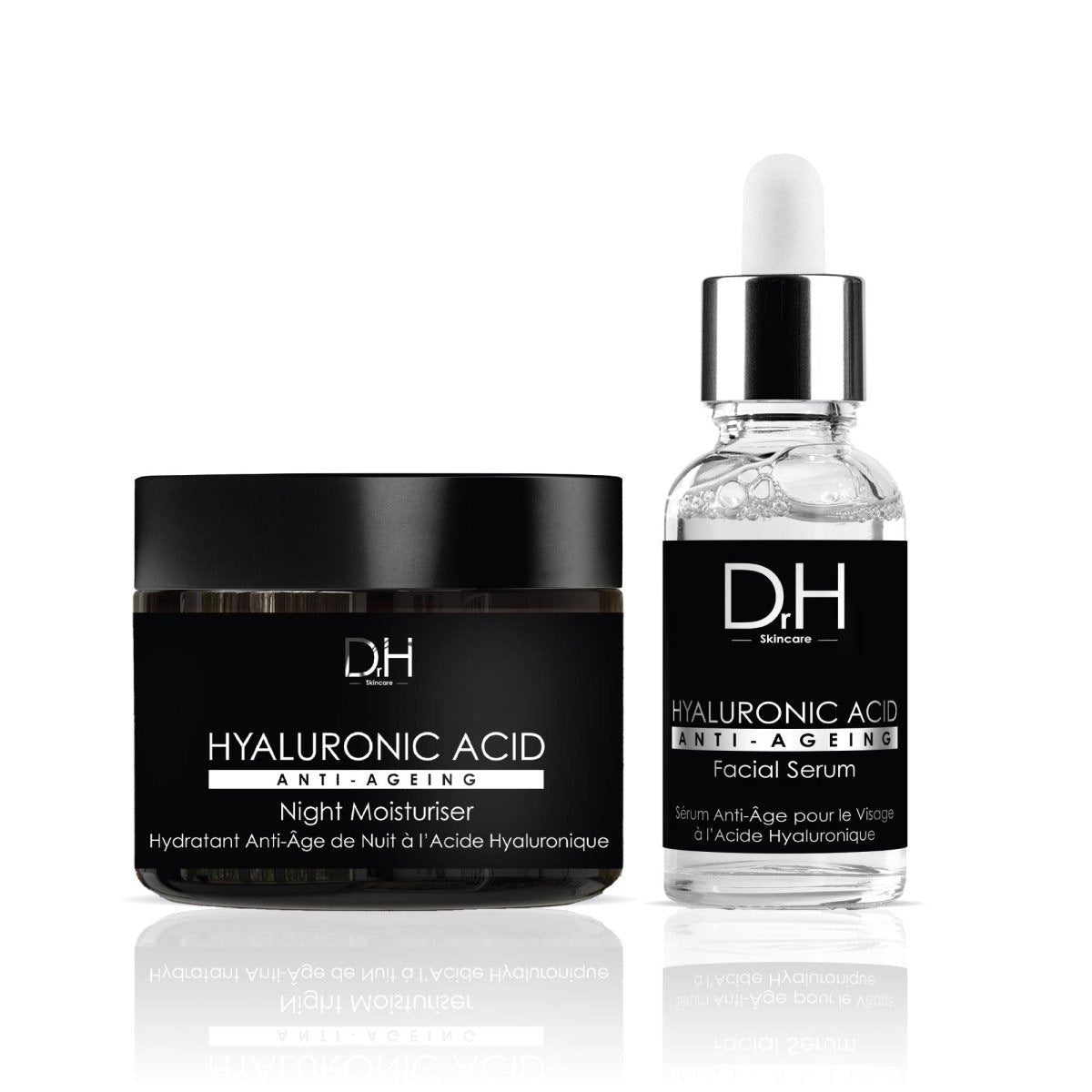 Sérum visage anti-âge à l'acide hyaluronique 30 ml + Crème de nuit anti-âge à l'acide hyaluronique 60 ml