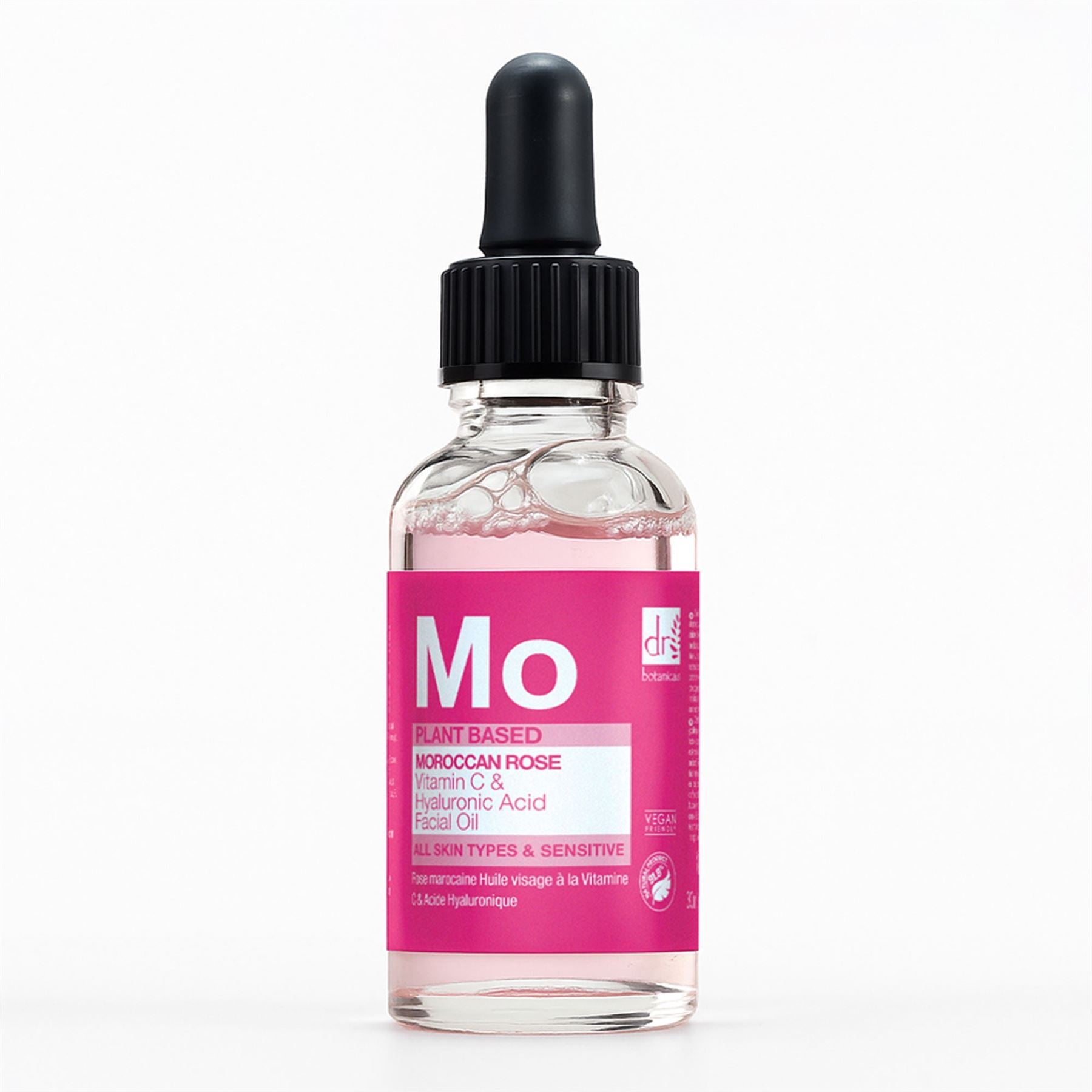 Huile visage à la rose marocaine, à l'acide hyaluronique et à la vitamine C, 30 ml