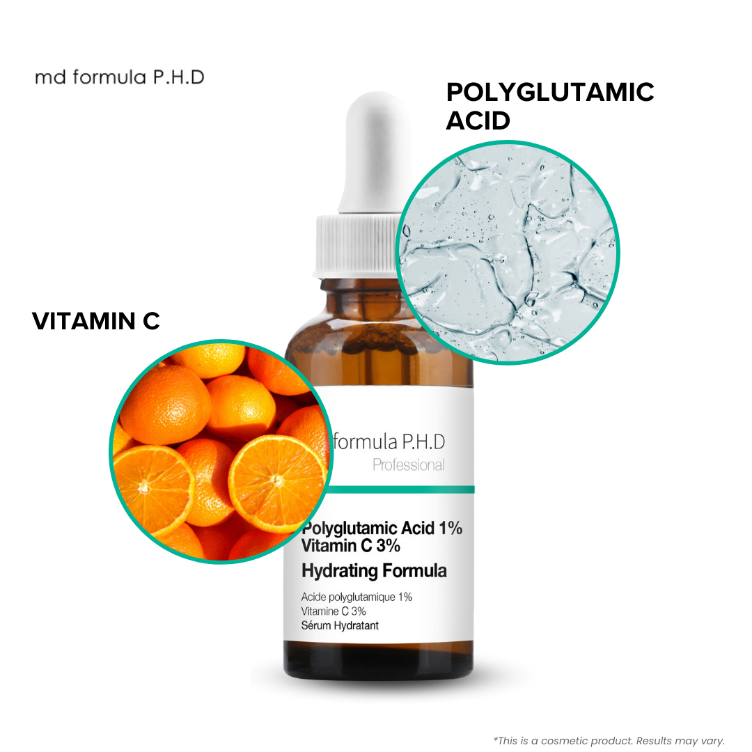 Hydrating Serum Polyglutamic Acid 1%, Vitamin C 3% 30ml Twin Value Savings Pack