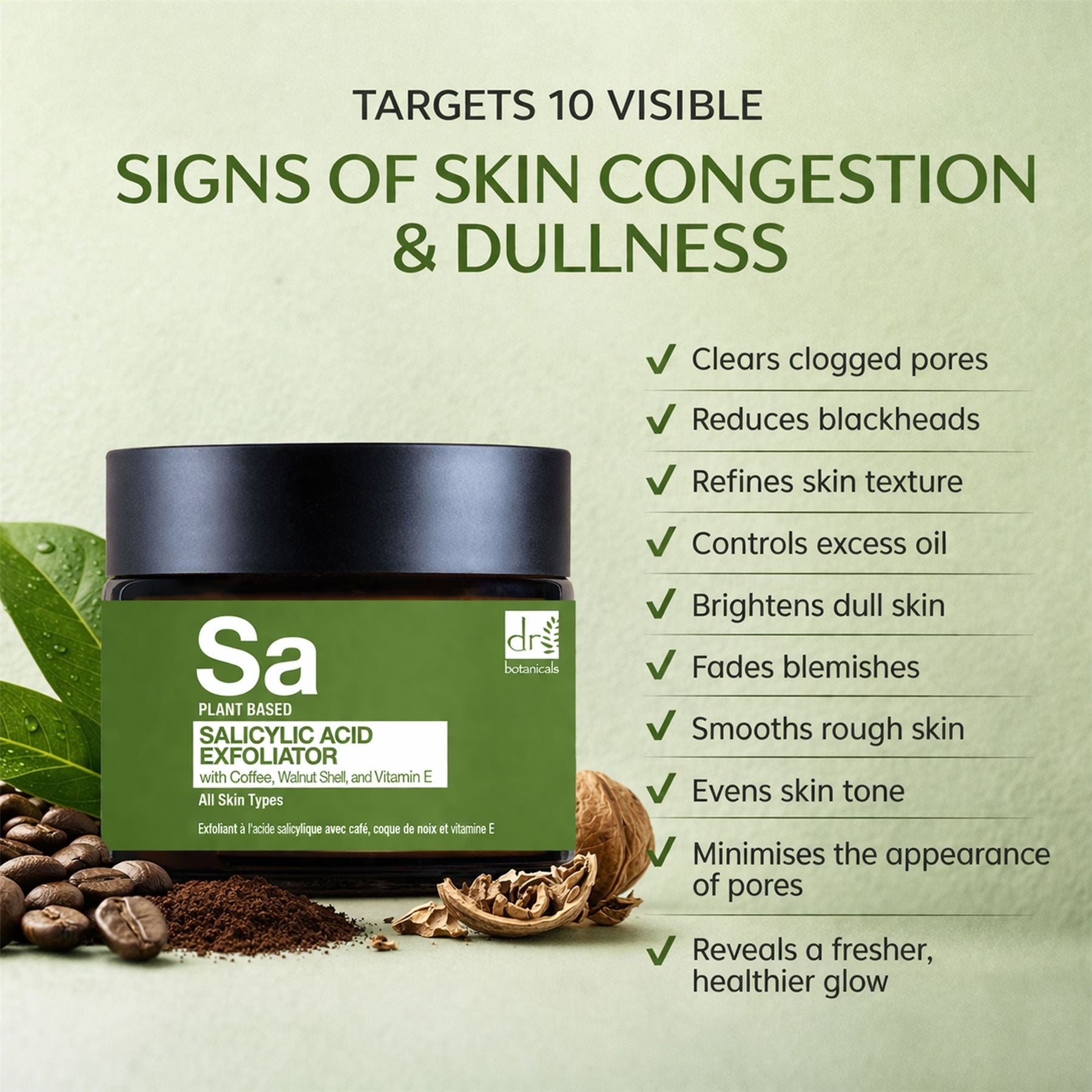 Salicylsäure-Peeling mit Kaffee, Walnuss und Vitamin E, 60 ml