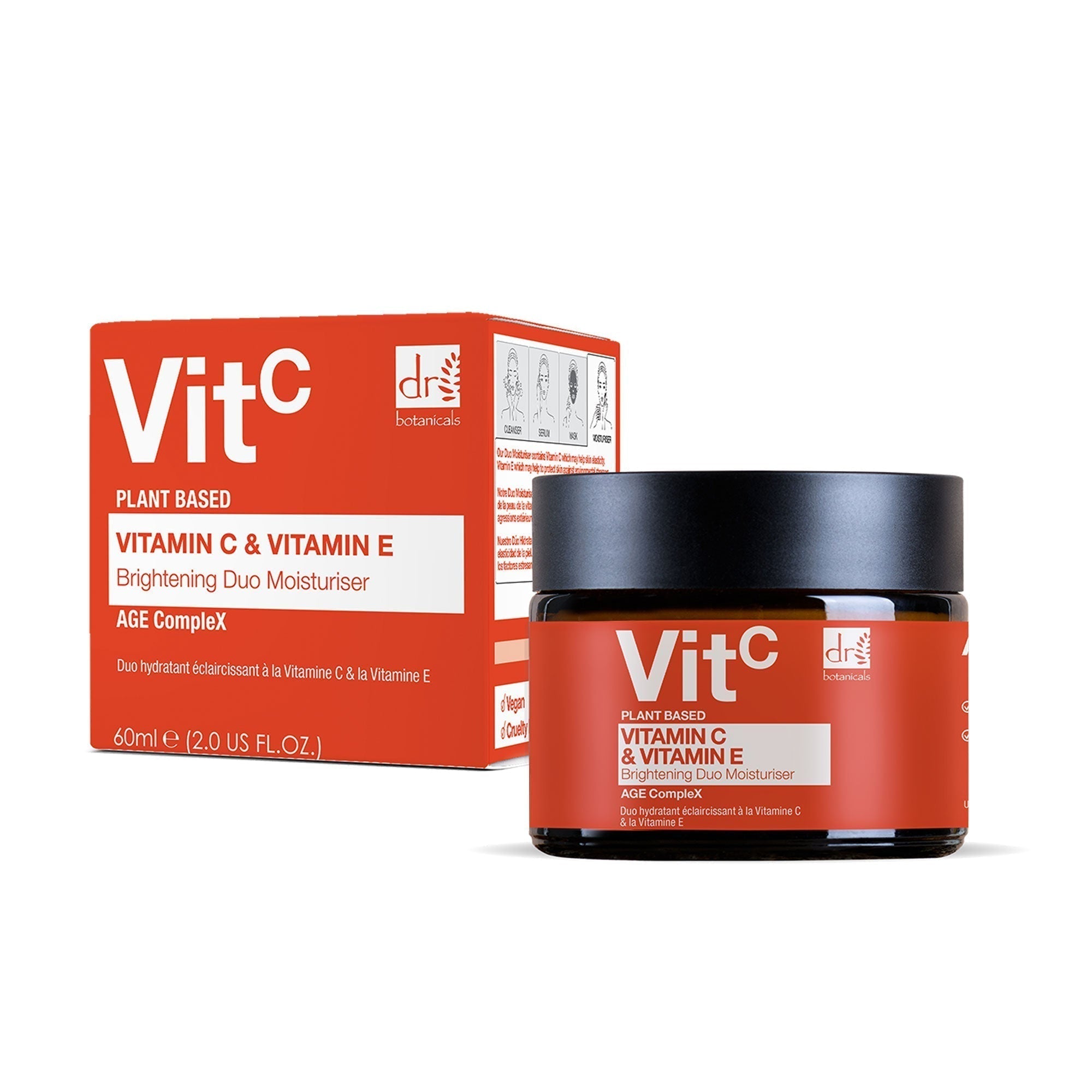 Duo de crèmes hydratantes éclaircissantes à la vitamine C 1 % et à la vitamine E, 60 ml x 2